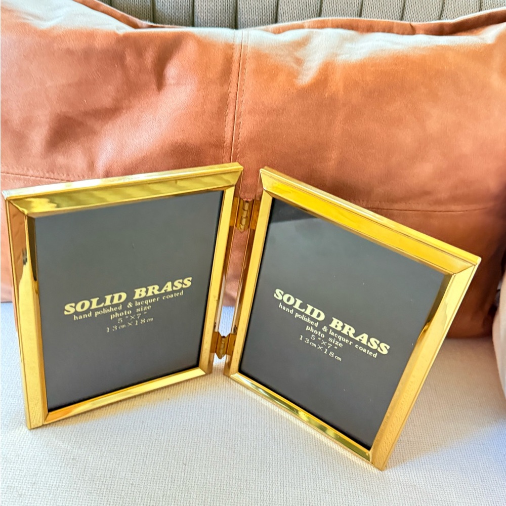 Solid Brass Hinged Photo Frame  2 5" X 7" Frames.